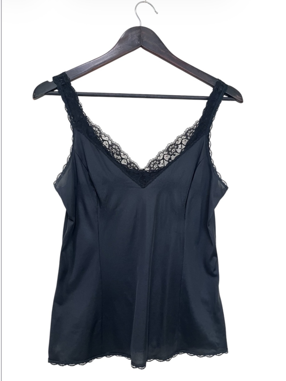 Vintage St Michael Black Lace Trim Camisole